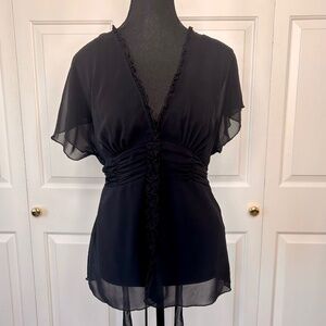 Jonathon Martin Black Ruffle Shirt Size L